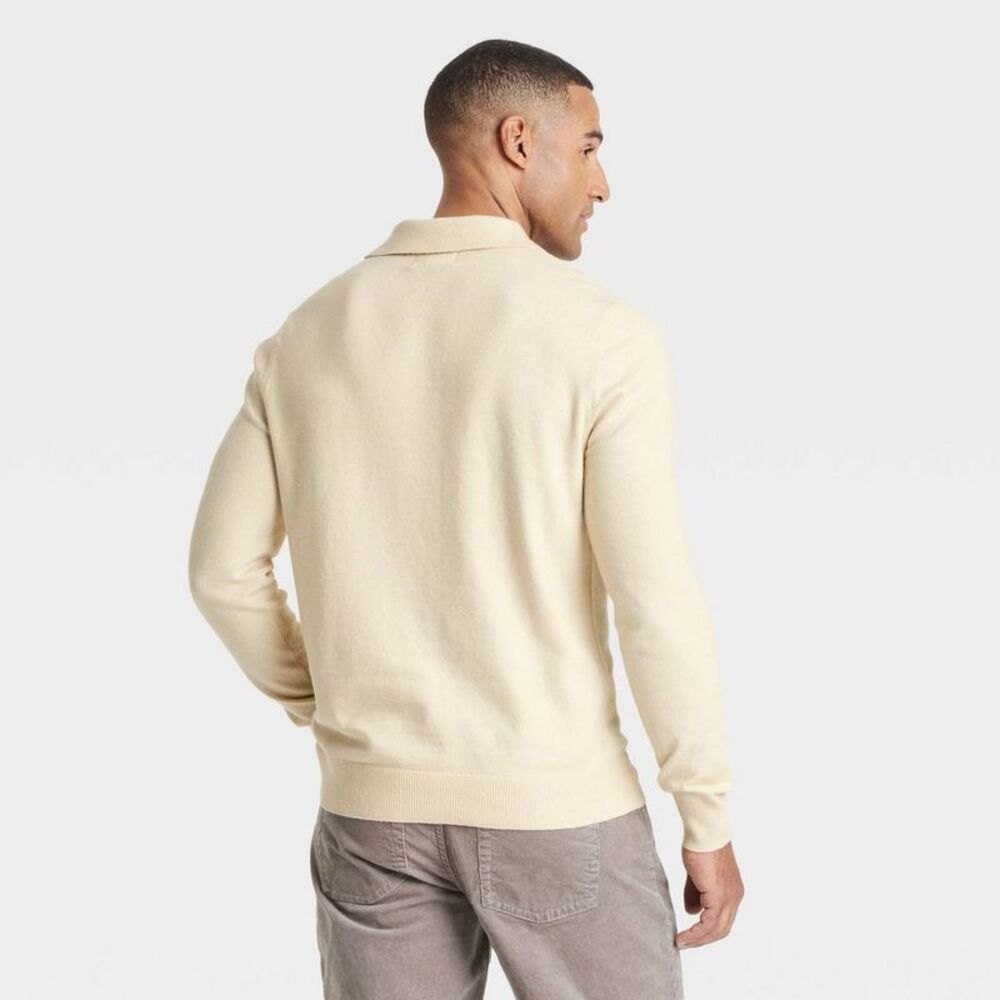 Open Box - Goodfellow & Co - Men's Polo Collared Pullover Sweater -  Woodash - Picture 2 of 3